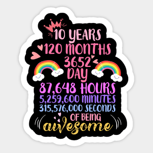 10 Years Old 10th Birthday Vintage Retro T Shirt 120 Months T-Shirt Sticker